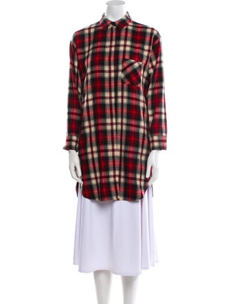 Maje Plaid Print Mock Neck Tunic