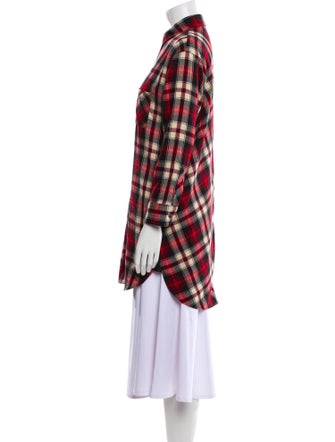 Maje Plaid Print Mock Neck Tunic