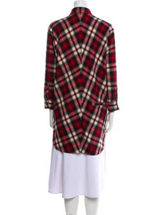 Maje Plaid Print Mock Neck Tunic