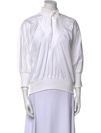 Maje Mock Neck Three-Quarter Sleeve Top