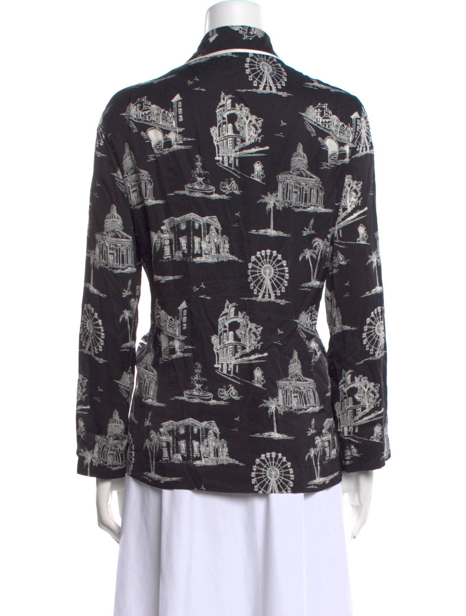 Maje Printed Long Sleeve Button-Up Top