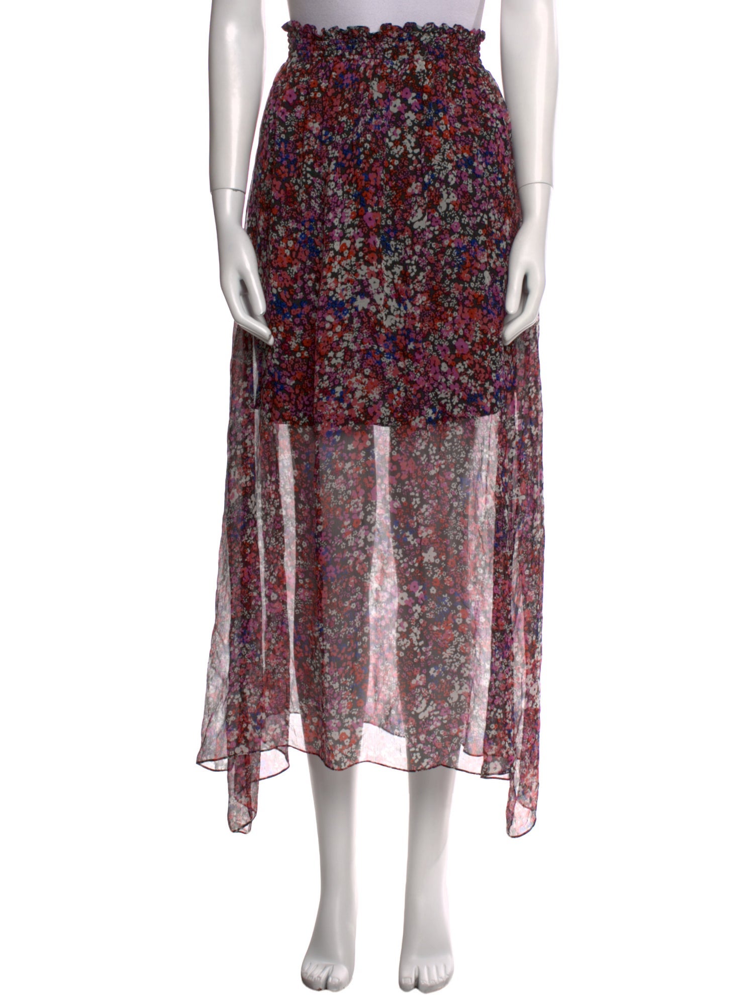 Maje Silk Midi Length Skirt