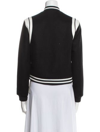 Maje Virgin Wool Graphic Print Bomber Jacket