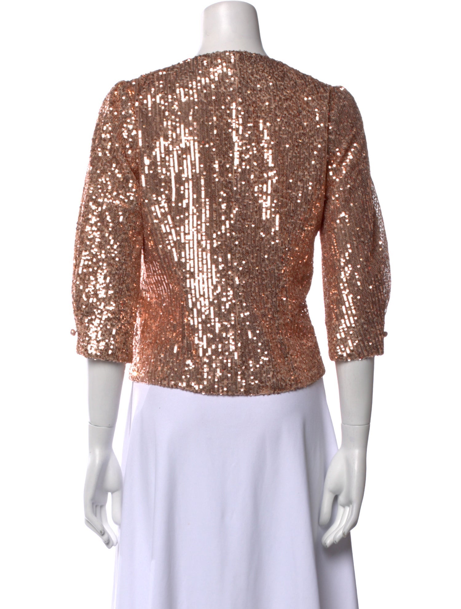 Maje V-Neck Three-Quarter Sleeve Crop Top