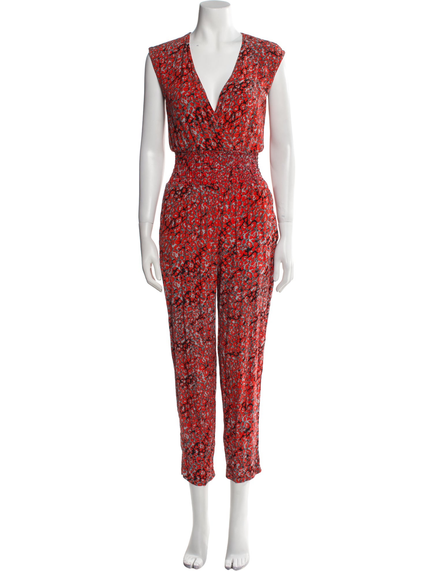 Maje Animal Print V-Neck Jumpsuit