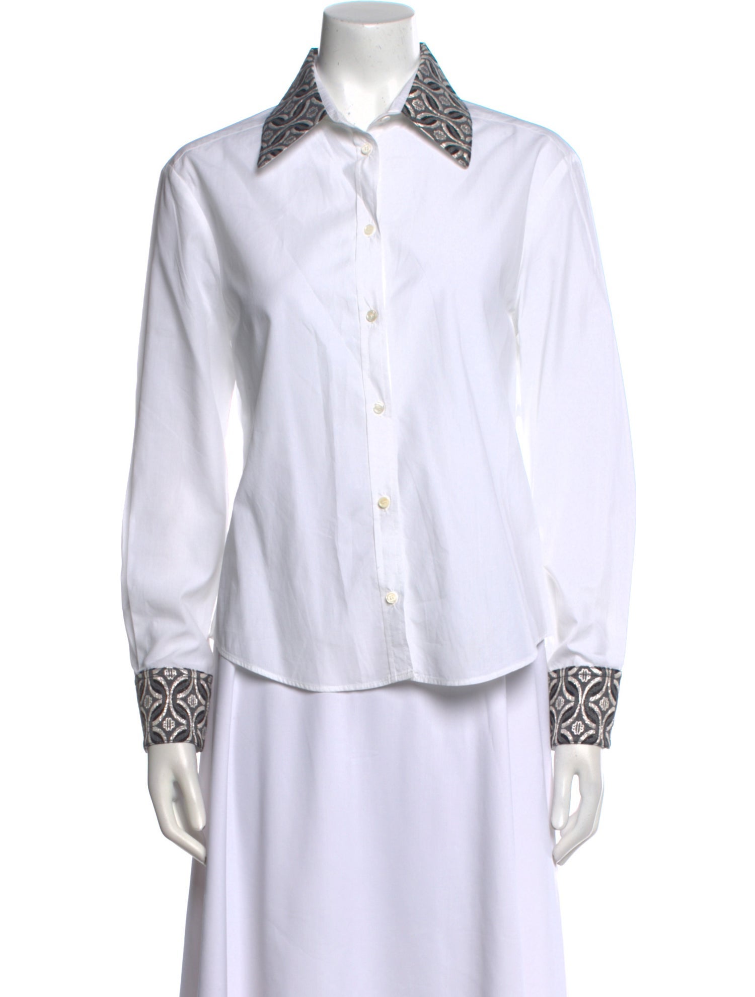 Maje Graphic Print Long Sleeve Button-Up Top