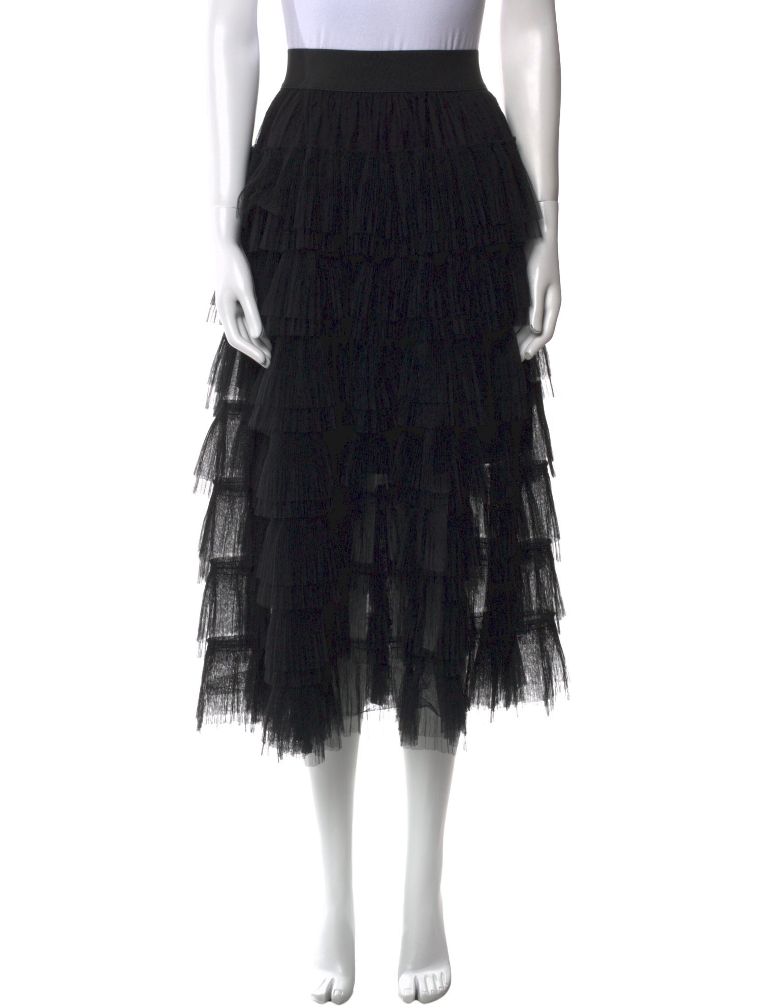 Maje Pleated Accents Midi Length Skirt