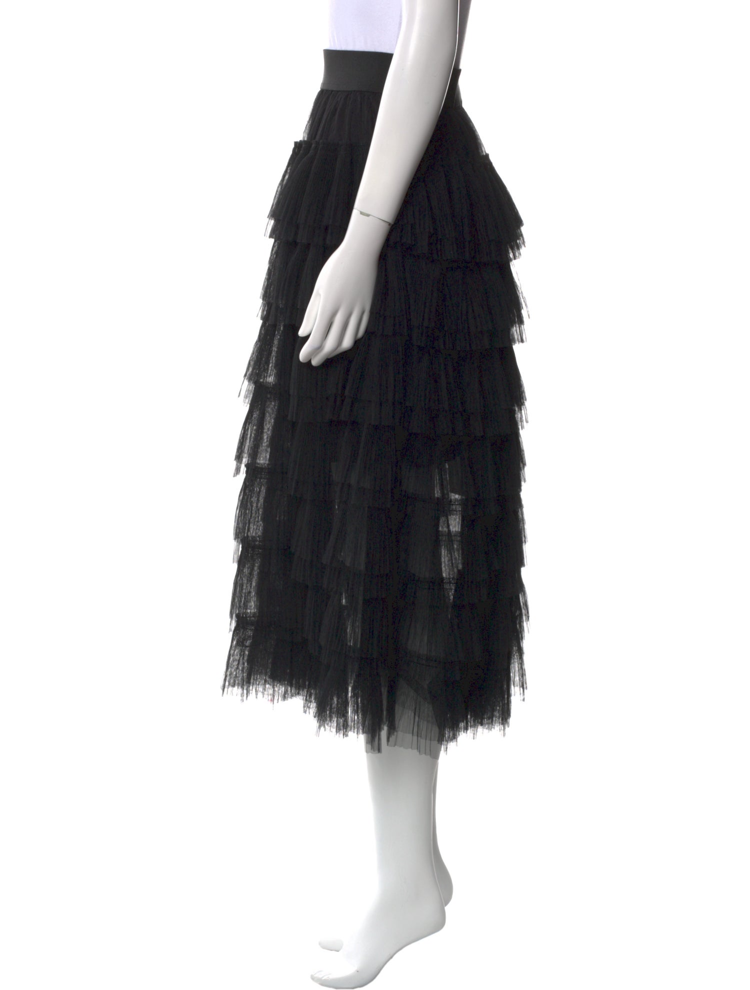 Maje Pleated Accents Midi Length Skirt