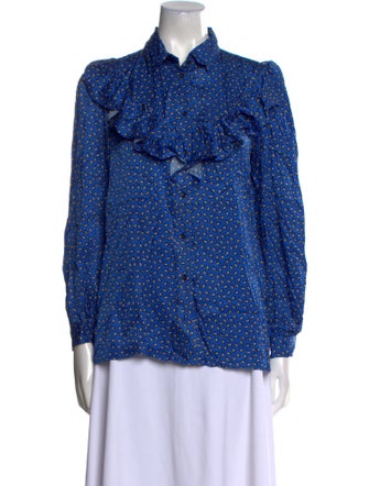 Maje Printed Long Sleeve Button-Up Top