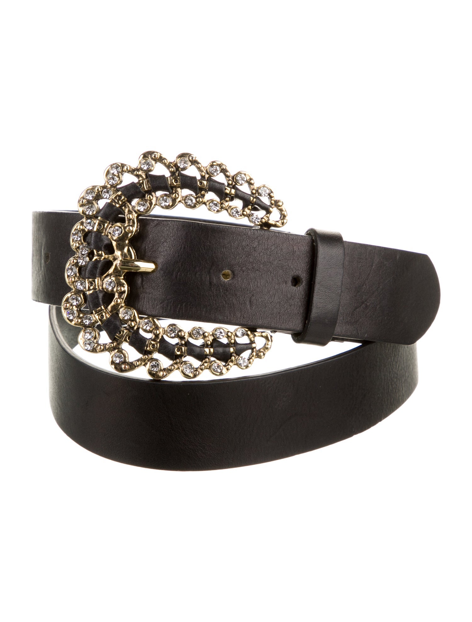 Maje Leather Crystal Embellishments Belt