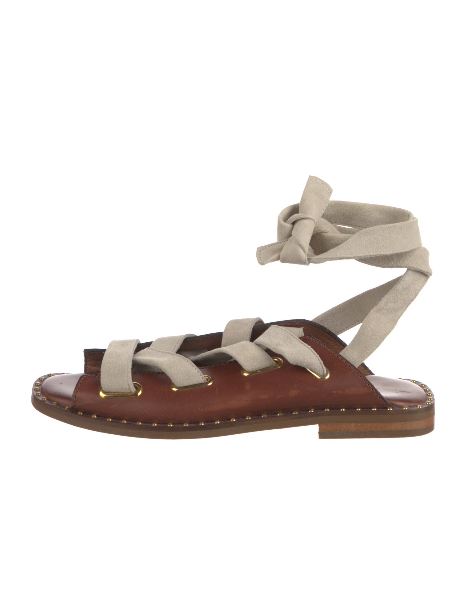 Maje Leather Studded Accents Gladiator Sandals