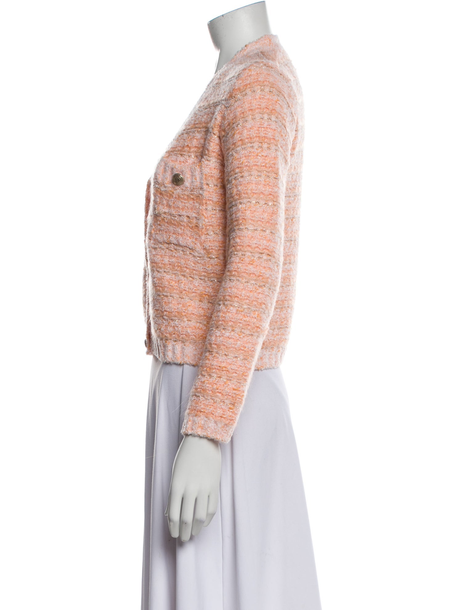 Maje Tweed Pattern V-Neck Sweater