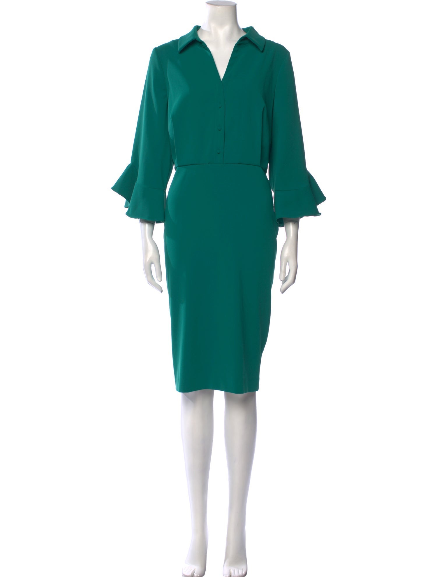 Badgley Mischka V-Neck Midi Length Dress