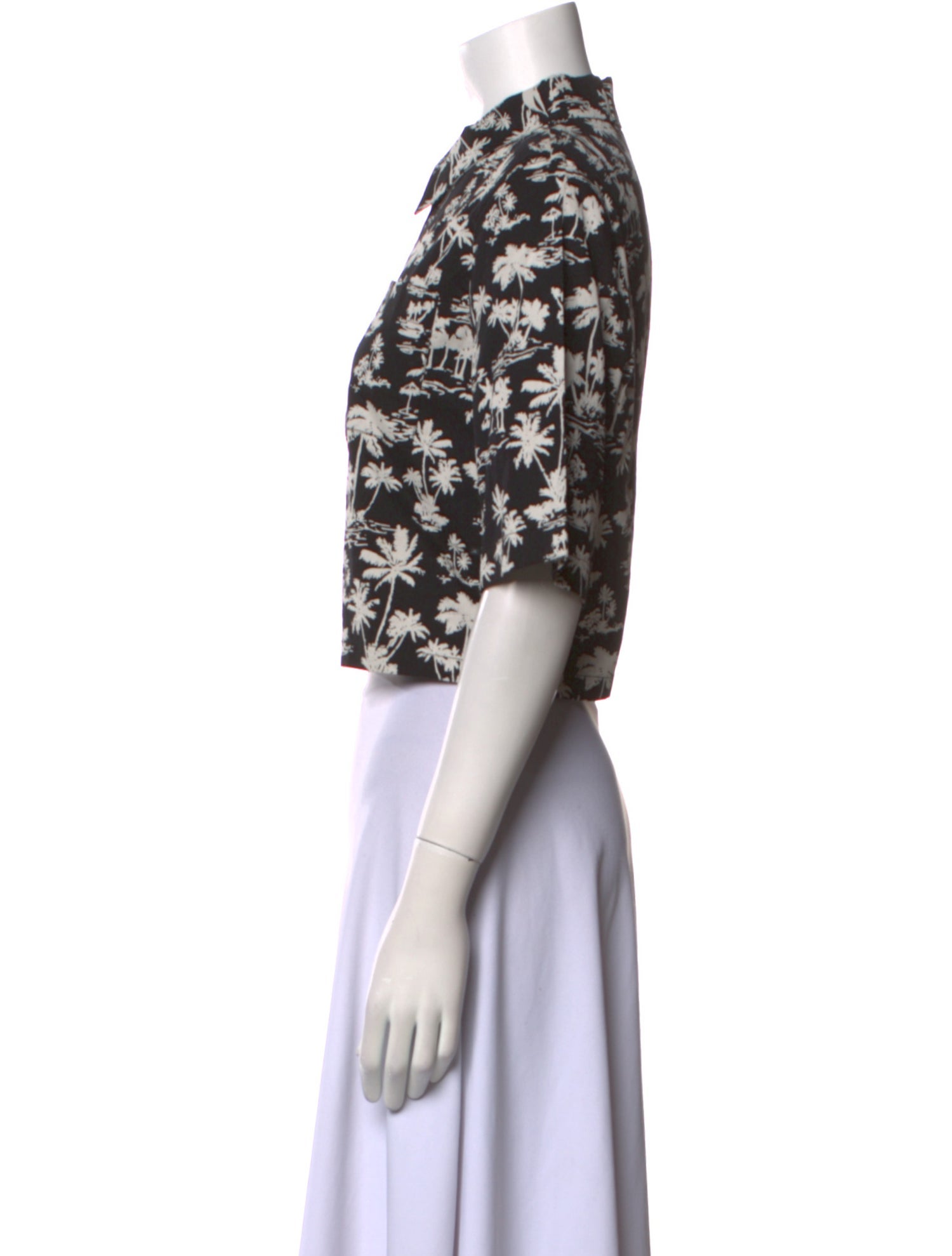 Maje Printed Short Sleeve Crop Top