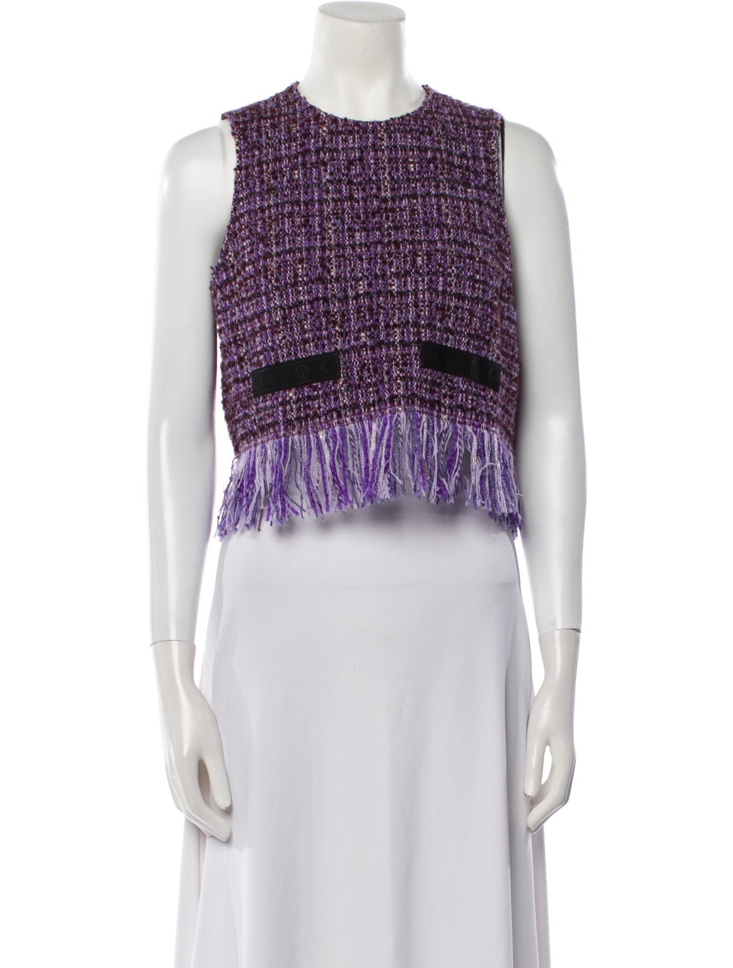 Maje Tweed Pattern Crew Neck Sweater