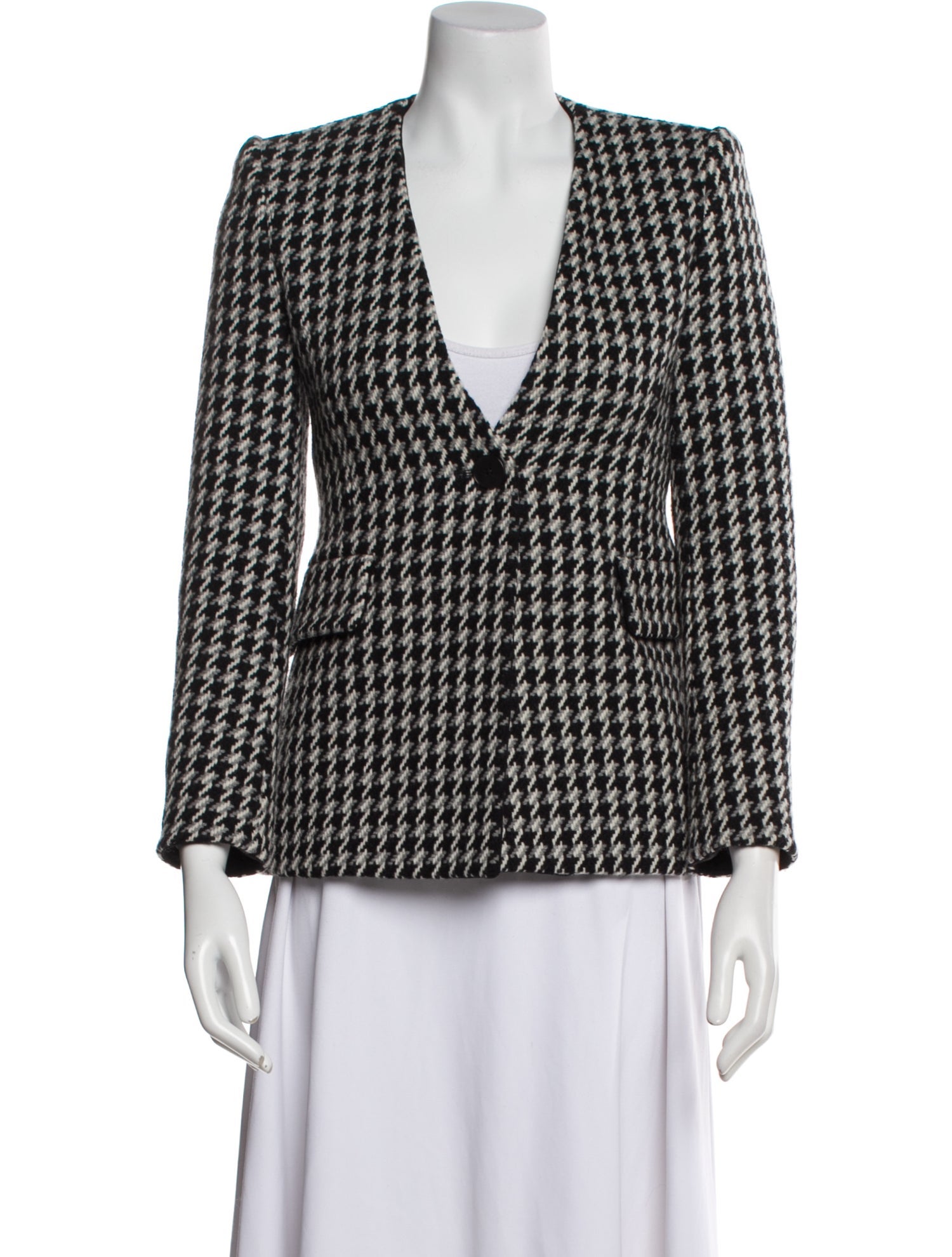 Maje Wool Houndstooth Print Blazer