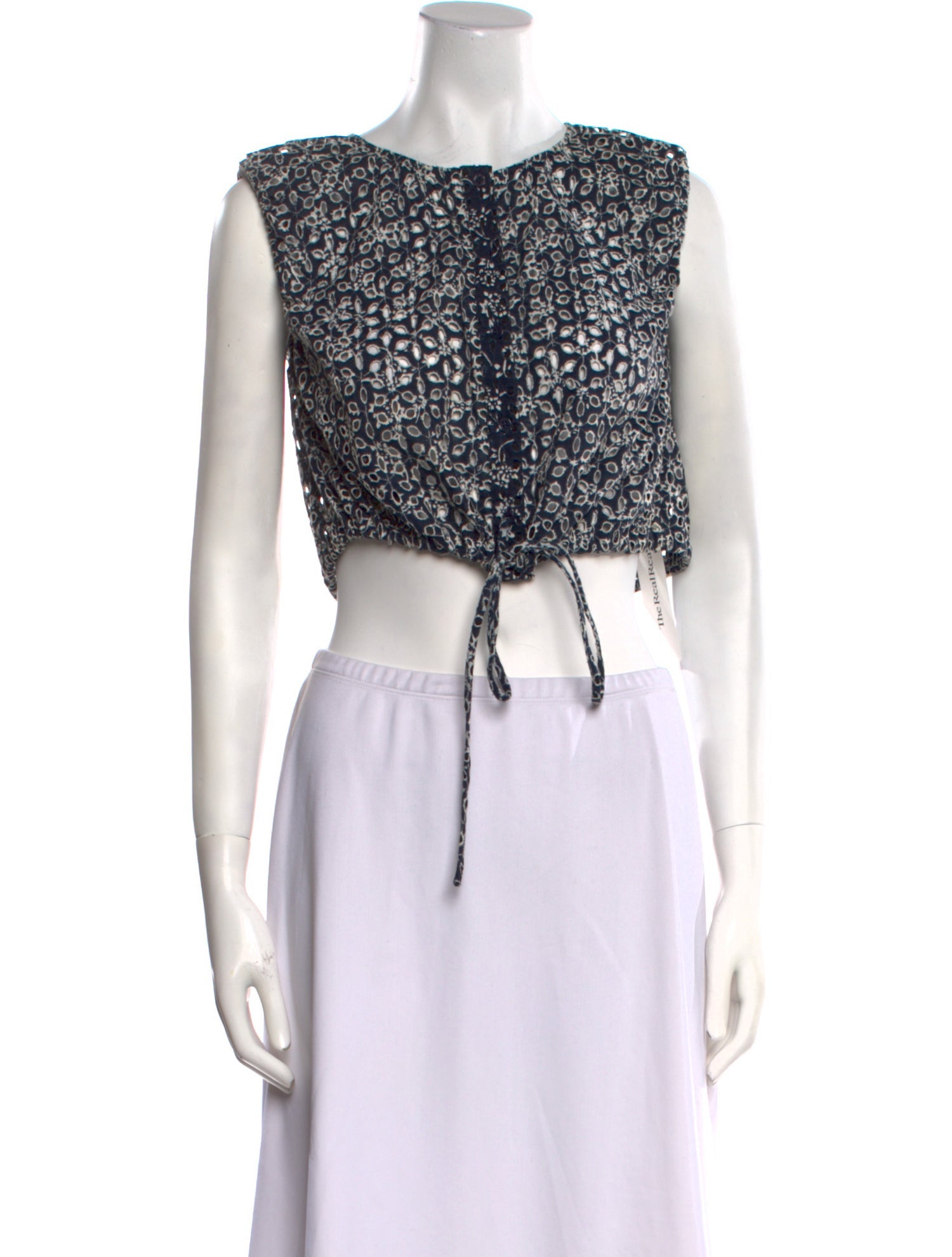 Maje Floral Print Bateau Neckline Crop Top