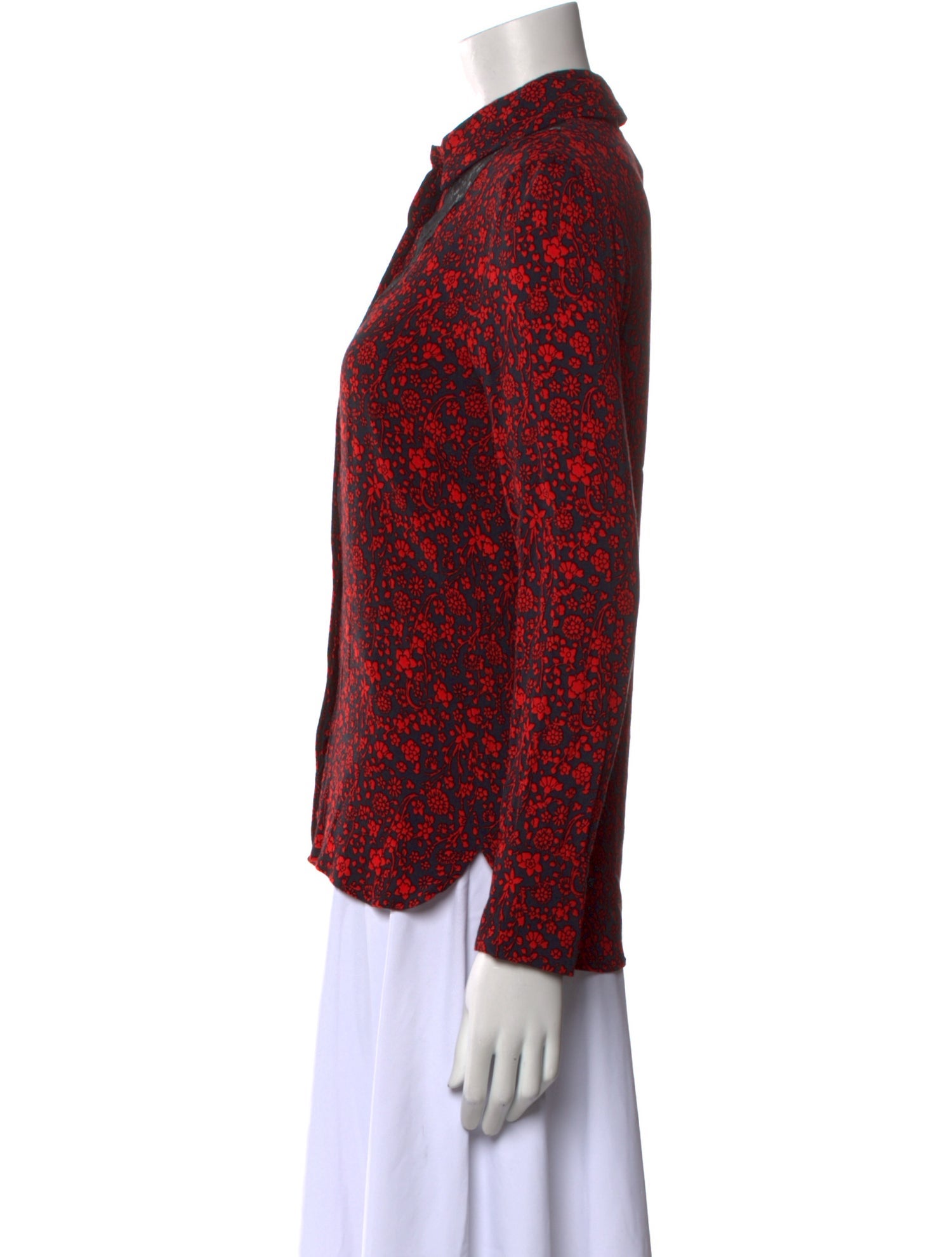 Maje Floral Print Mock Neck Blouse