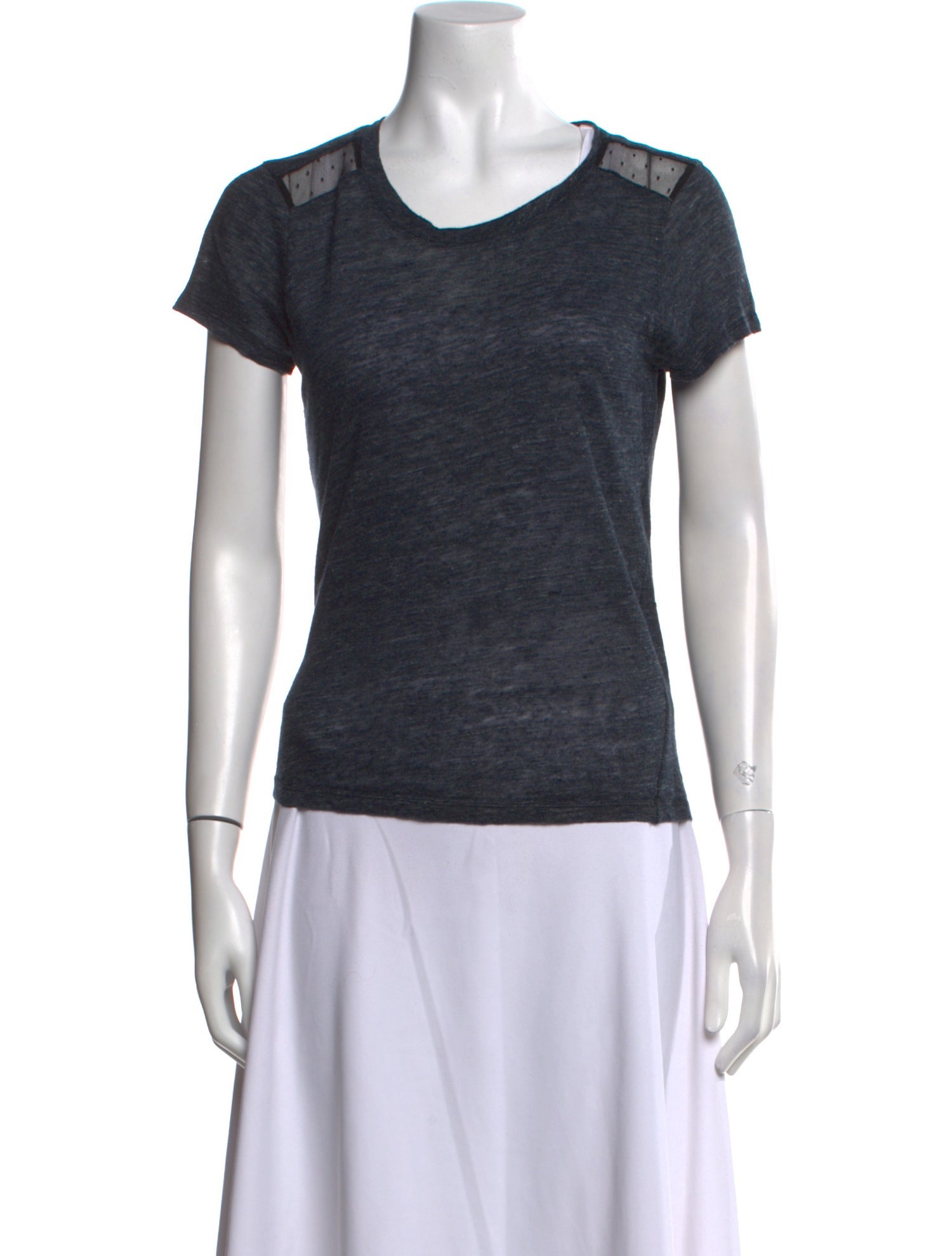 Maje Linen Scoop Neck T-Shirt