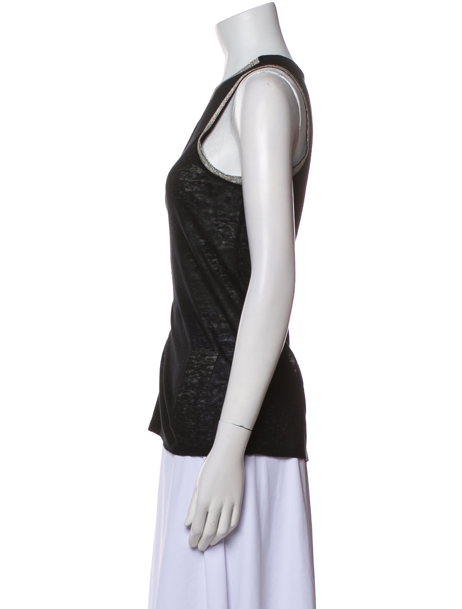 Maje Linen Scoop Neck Top