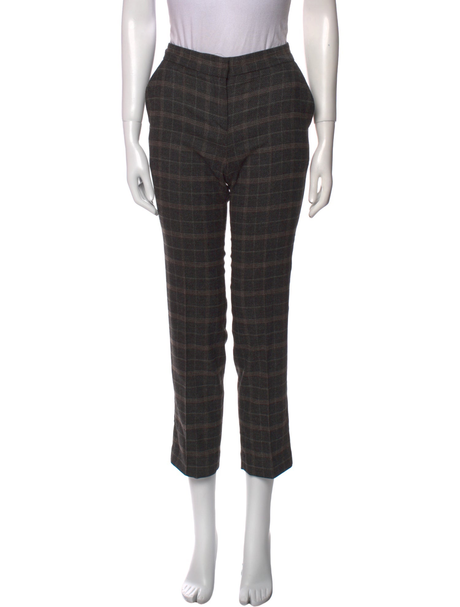 Maje Plaid Print Straight Leg Pants
