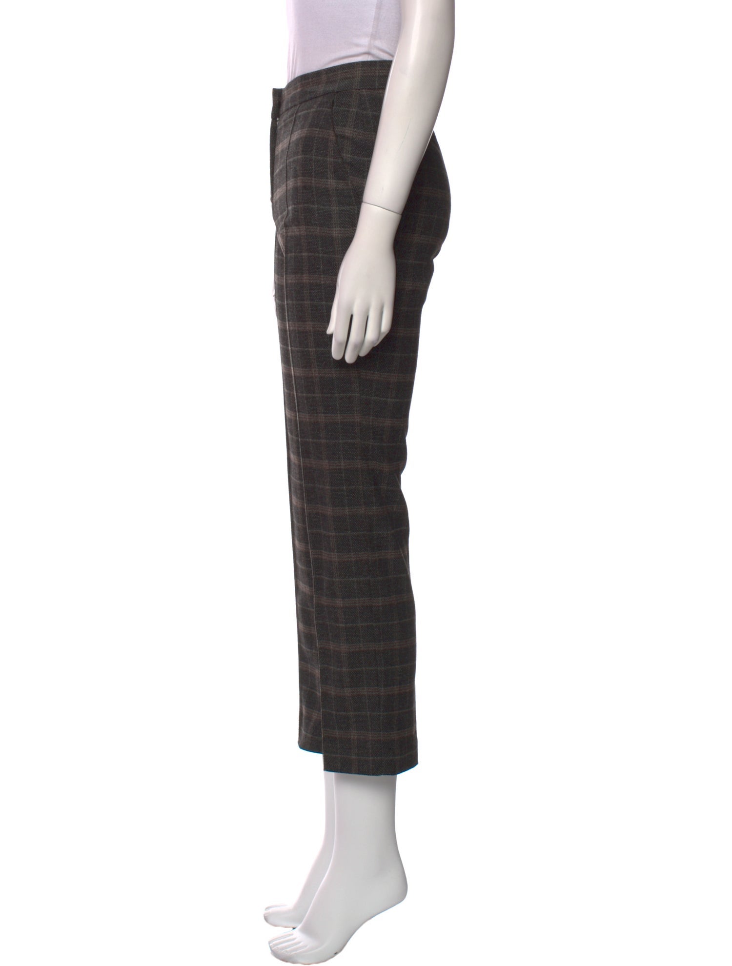 Maje Plaid Print Straight Leg Pants