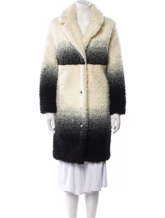 Maje Colorblock Pattern Faux Fur Coat