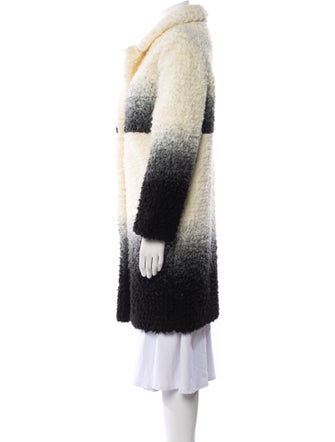 Maje Colorblock Pattern Faux Fur Coat