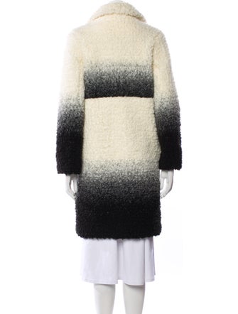 Maje Colorblock Pattern Faux Fur Coat