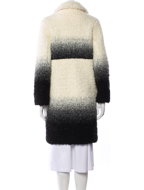 Maje Colorblock Pattern Faux Fur Coat