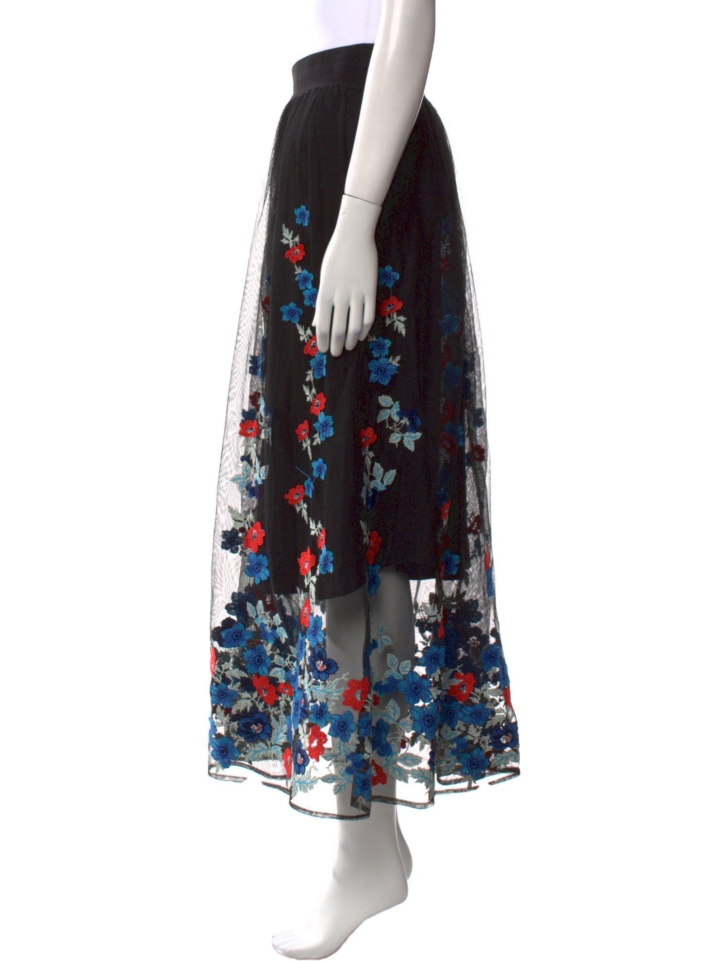 Maje Floral Print Midi Length Skirt