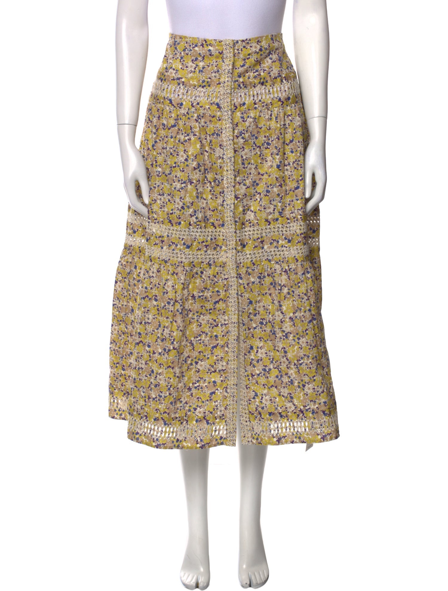 Maje Printed Midi Length Skirt