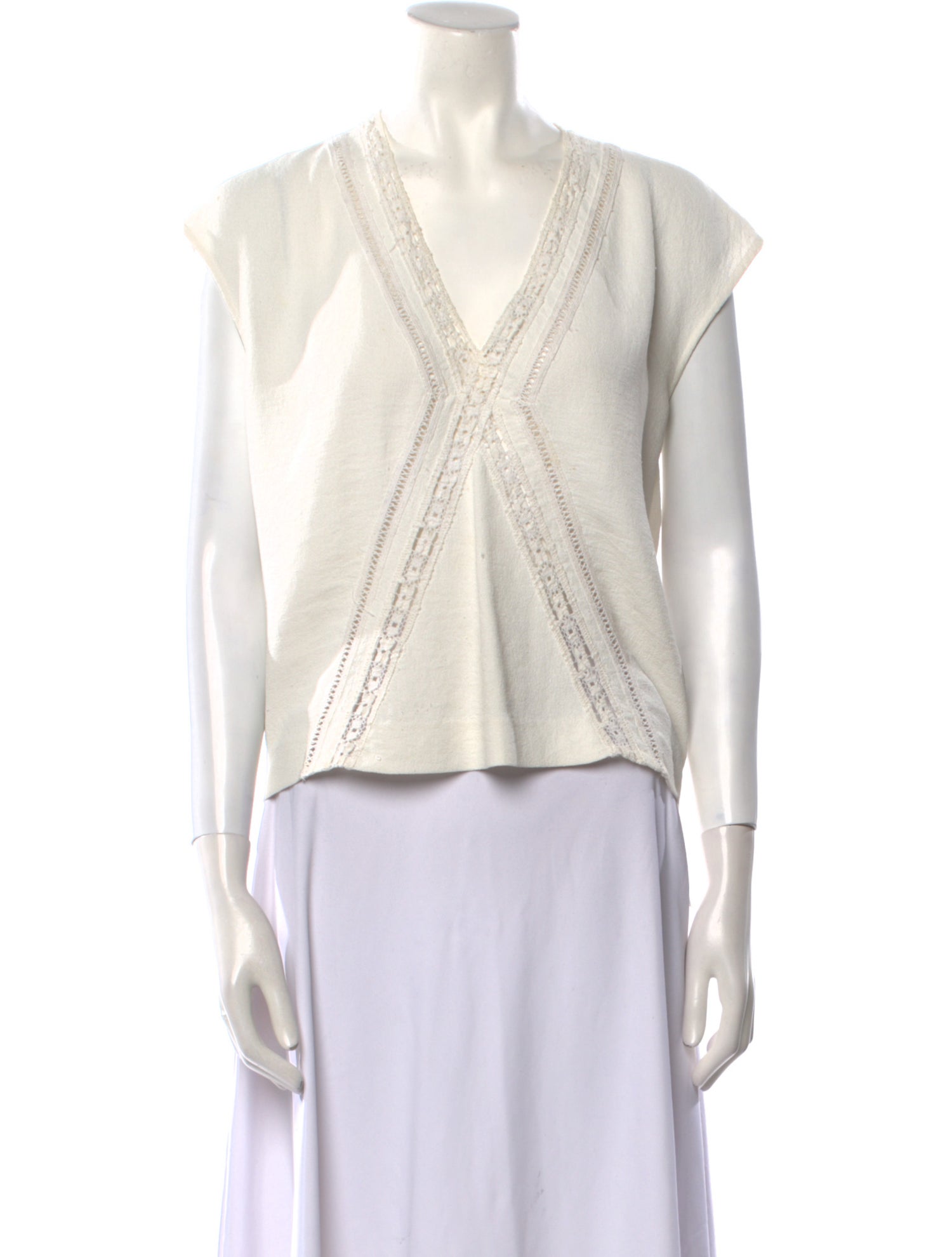 Maje V-Neck Short Sleeve Crop Top