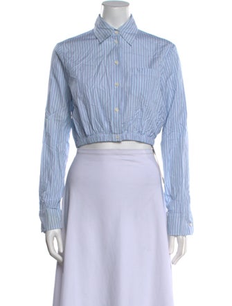 Maje Striped Long Sleeve Crop Top