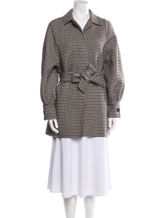 Maje Wool Houndstooth Print Coat