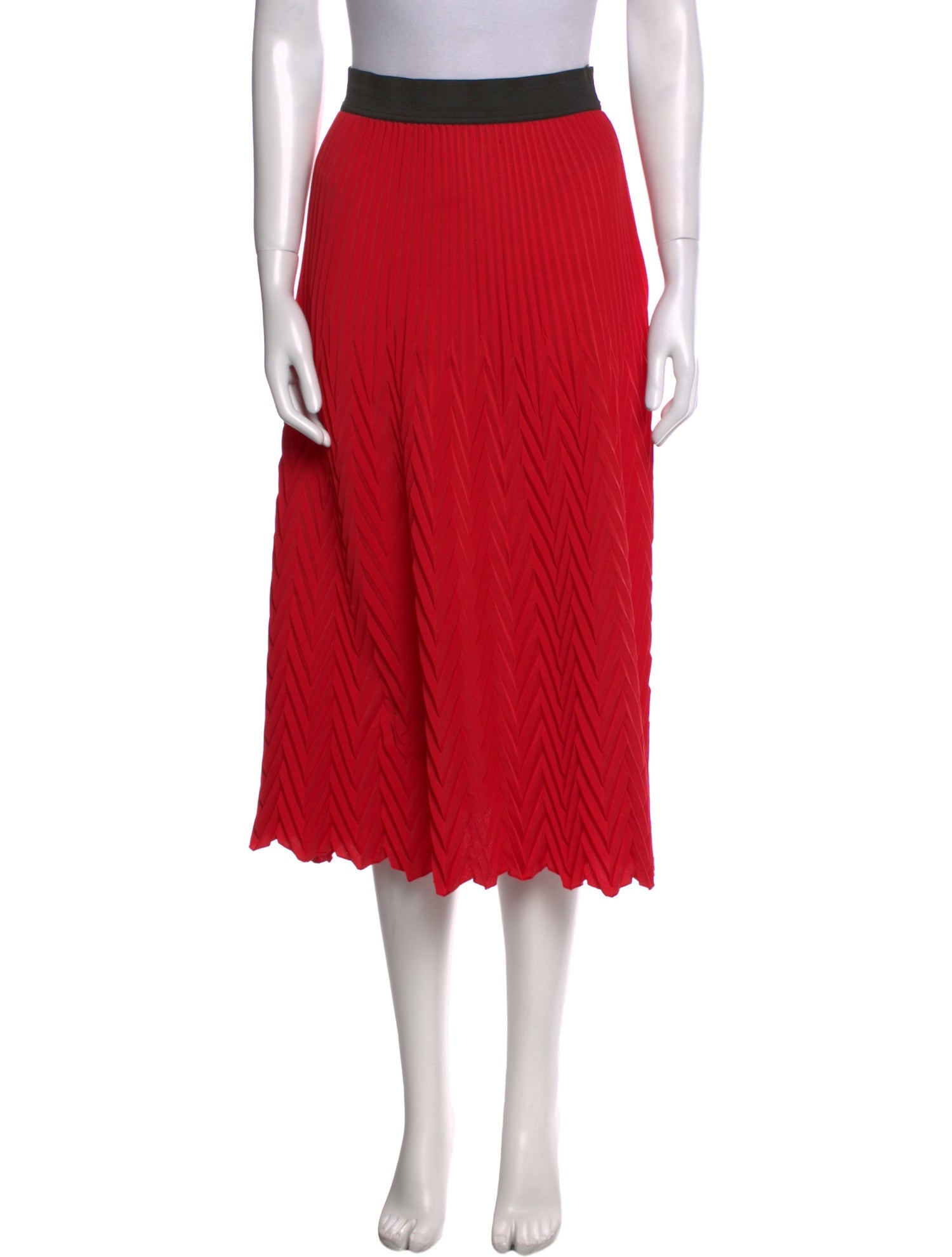 Maje Pleated Accents Midi Length Skirt