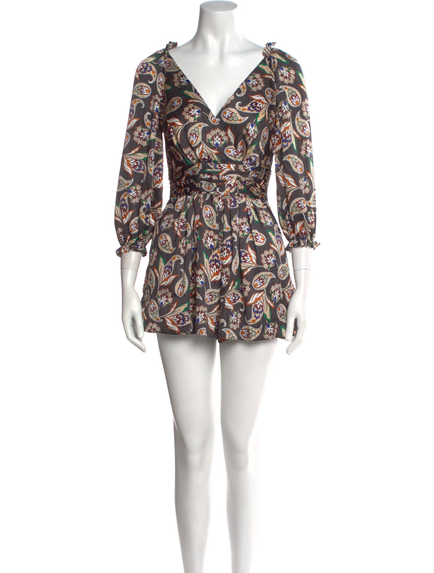 Maje Printed V-Neck Romper