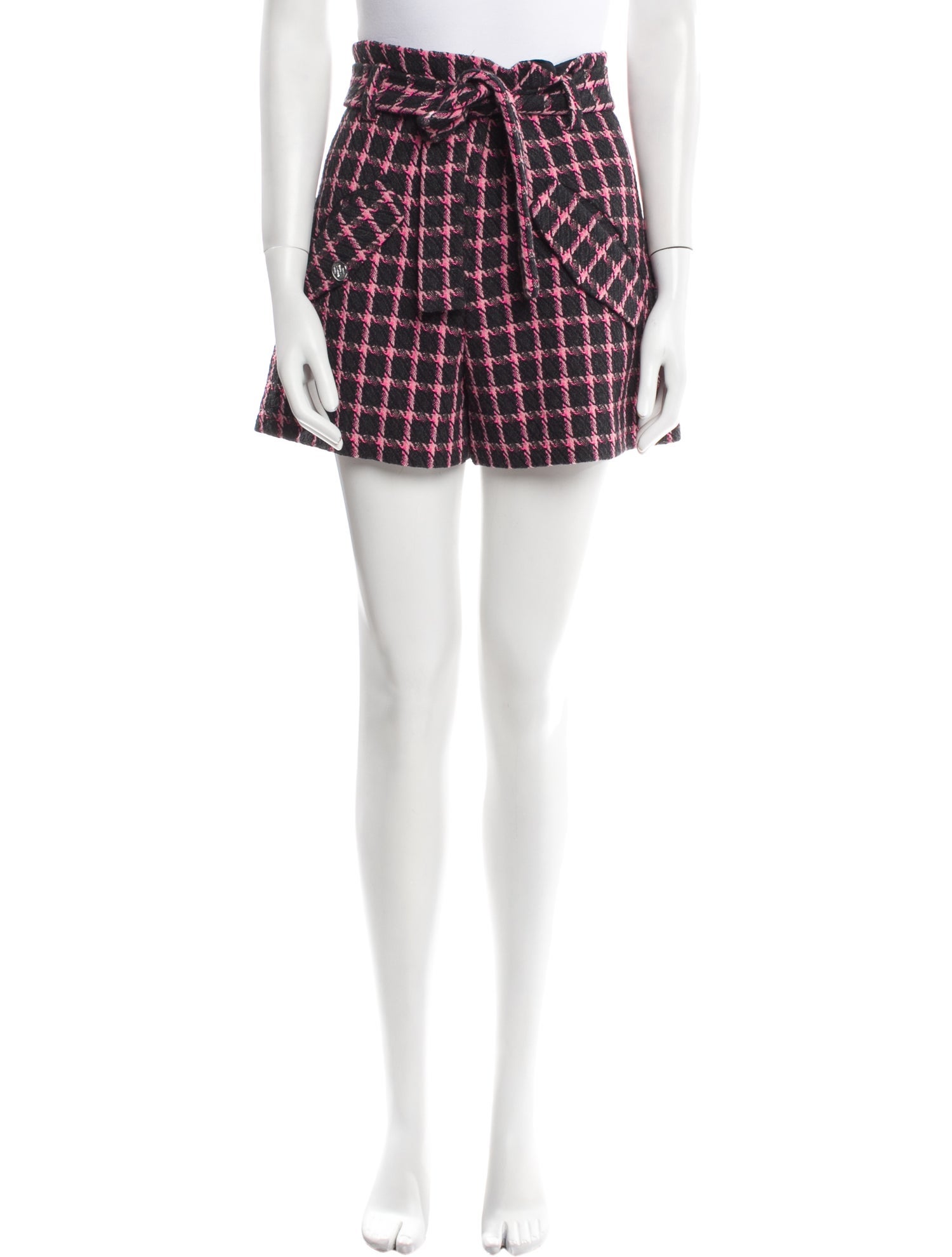 Maje Houndstooth Print Mini Shorts