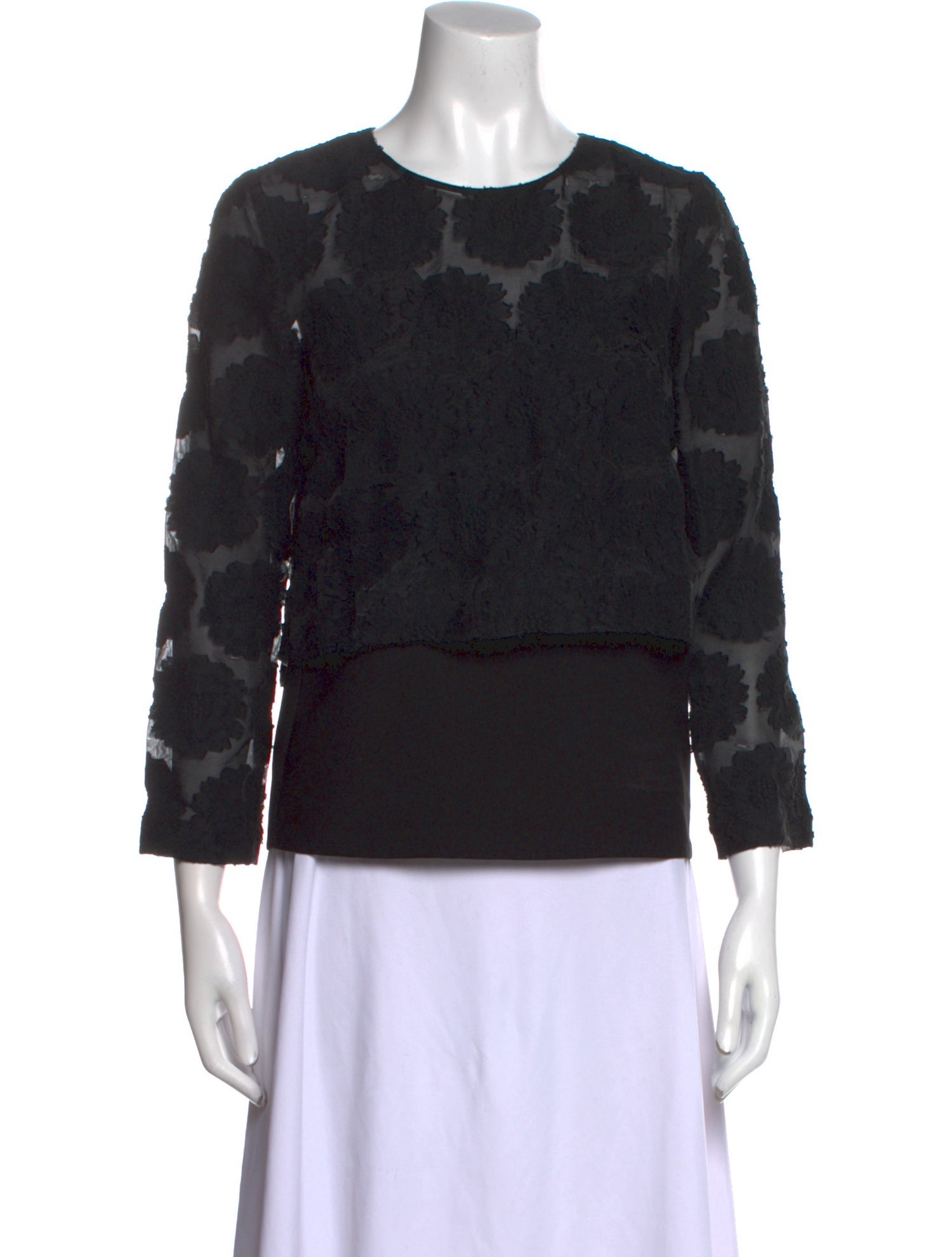 Maje Lace Pattern Crew Neck Sweatshirt