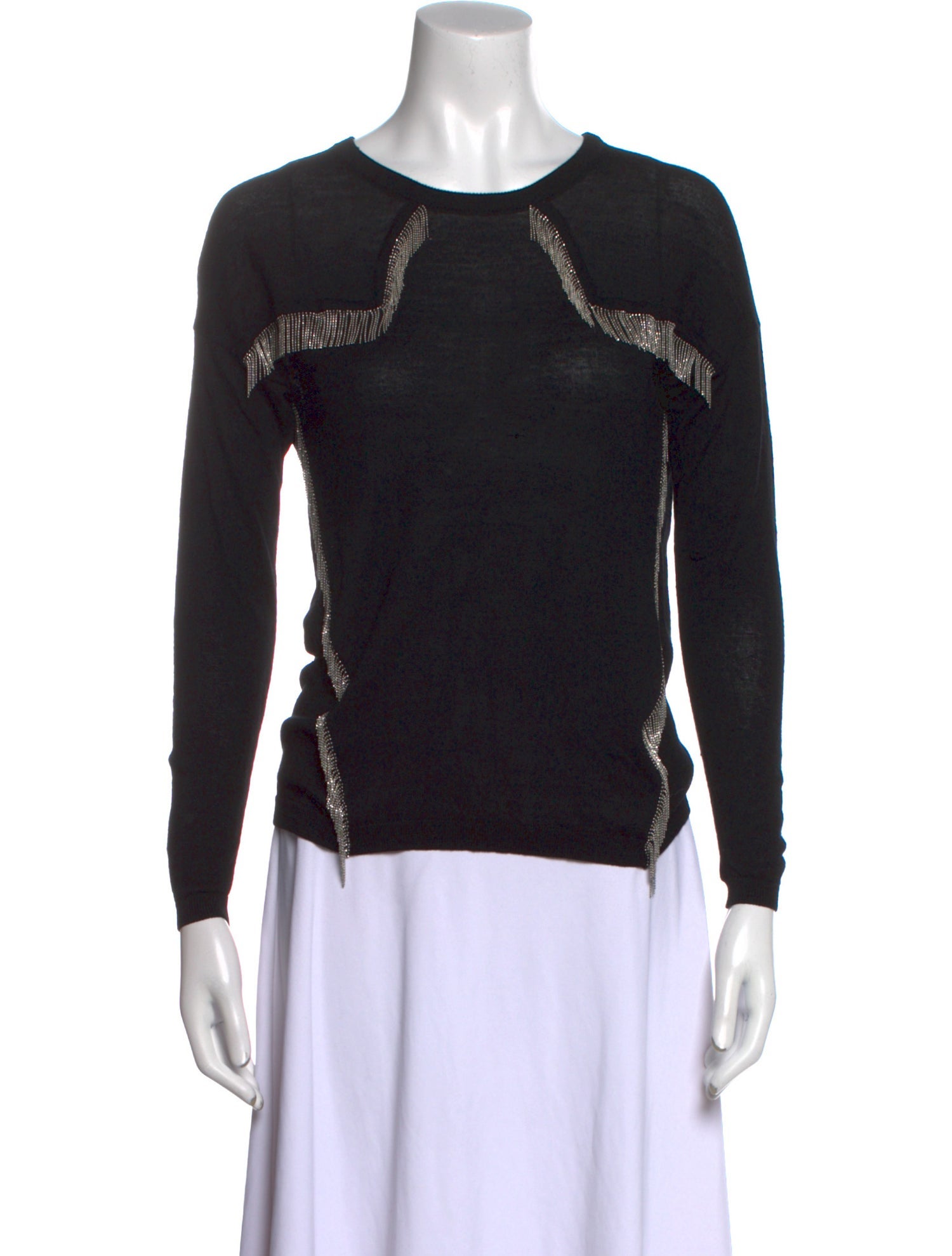 Maje Scoop Neck Long Sleeve Top