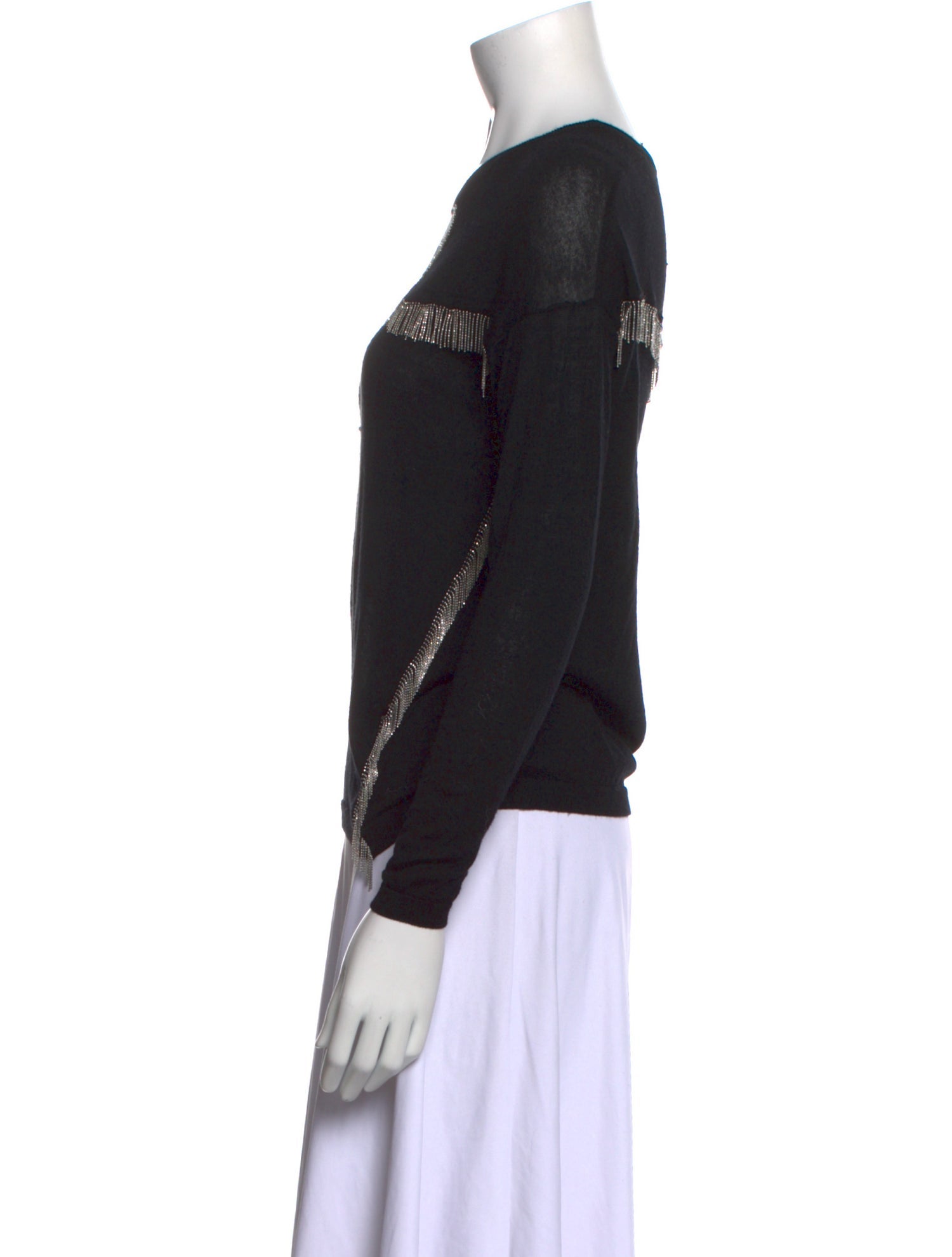 Maje Scoop Neck Long Sleeve Top