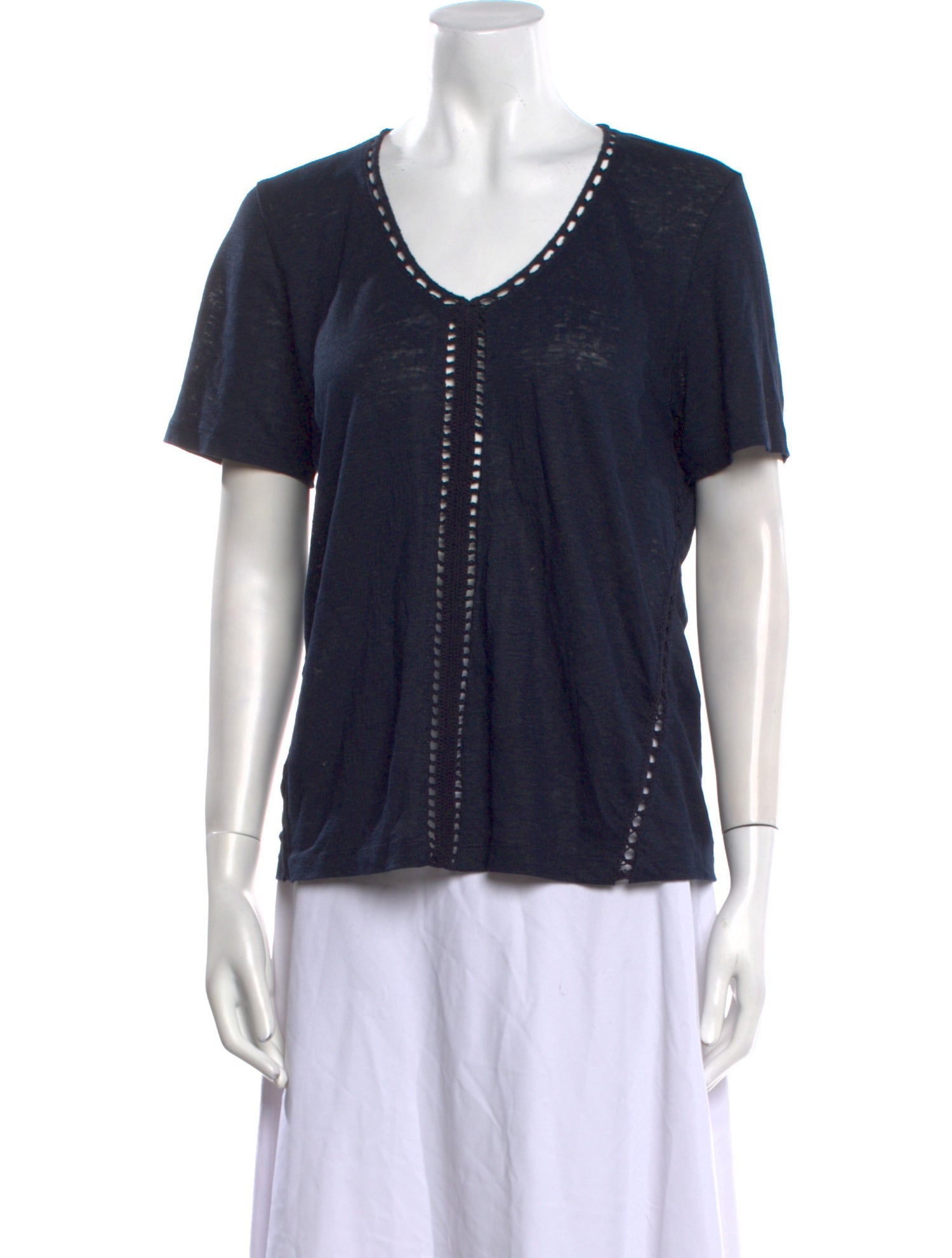 Maje Linen V-Neck T-Shirt