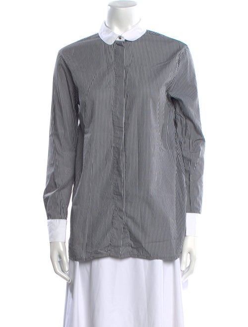 Maje Striped Long Sleeve Button-Up Top