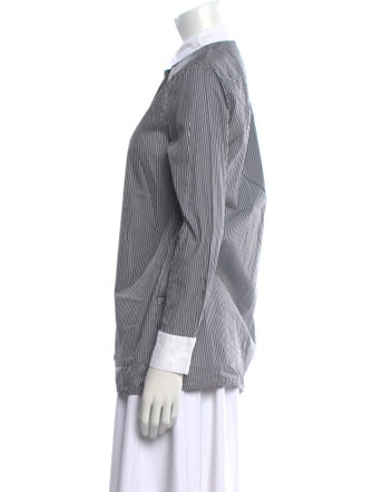 Maje Striped Long Sleeve Button-Up Top