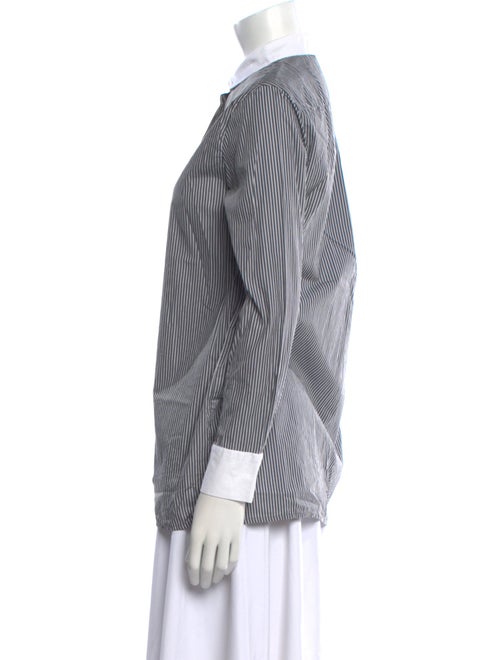 Maje Striped Long Sleeve Button-Up Top