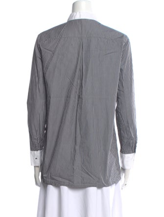 Maje Striped Long Sleeve Button-Up Top