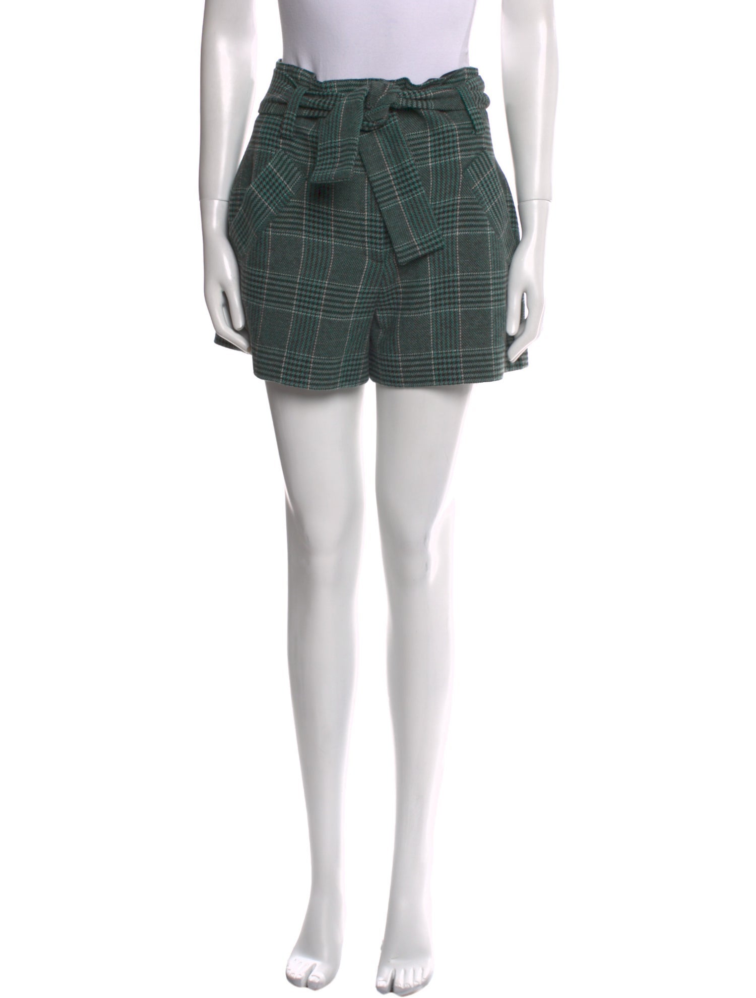 Maje Plaid Print Mini Shorts
