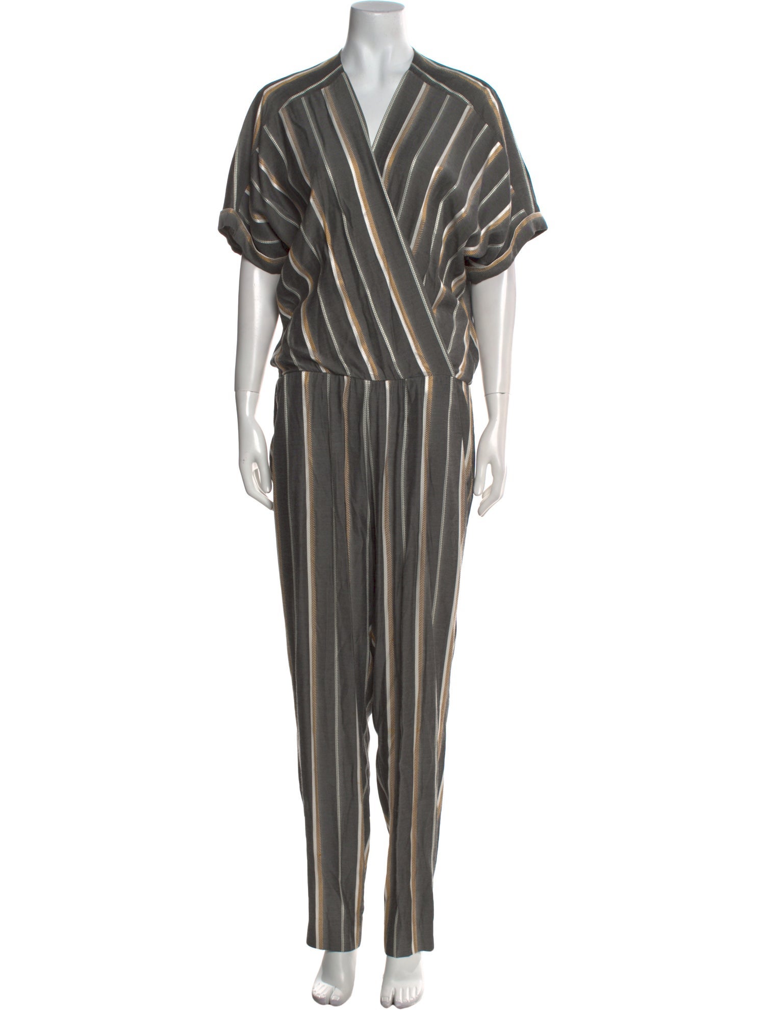 Maje Striped V-Neck Jumpsuit