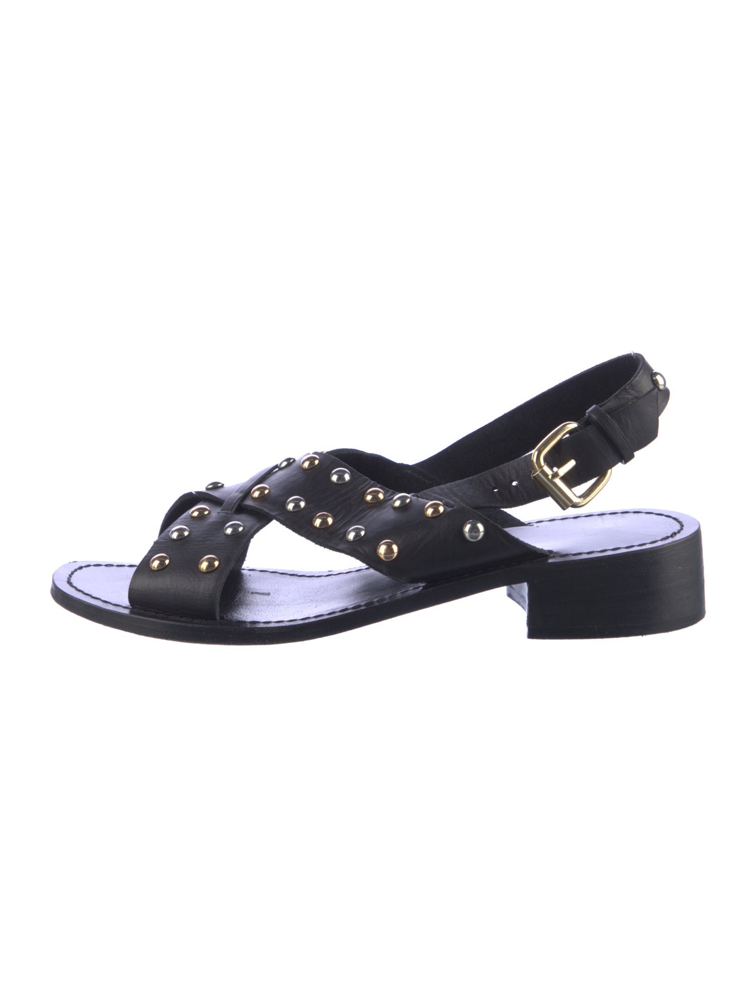 Maje Leather Studded Accents Slingback Sandals