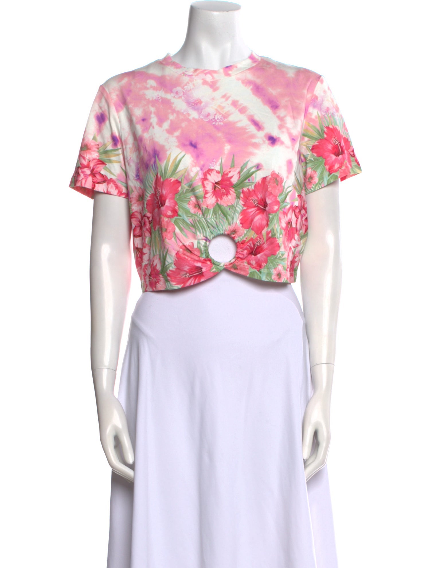 Maje Floral Print Crew Neck Crop Top